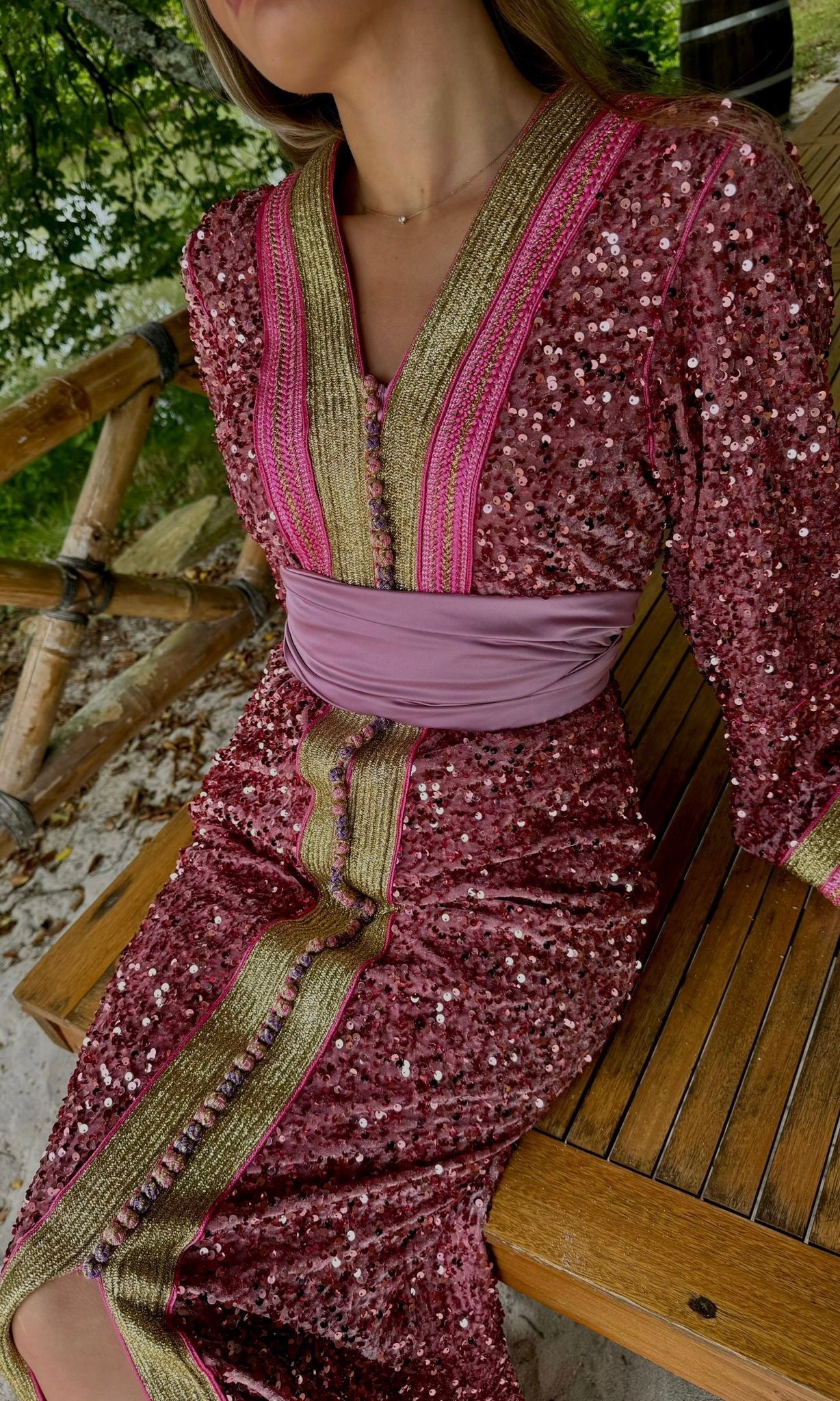 Caftan sequin rose