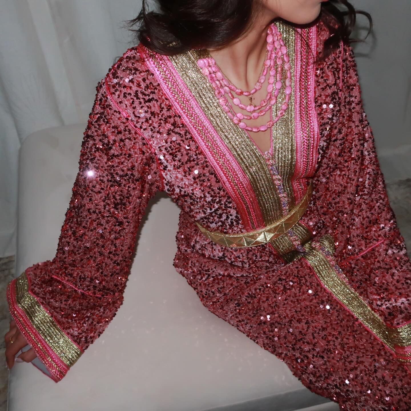 Caftan sequin rose