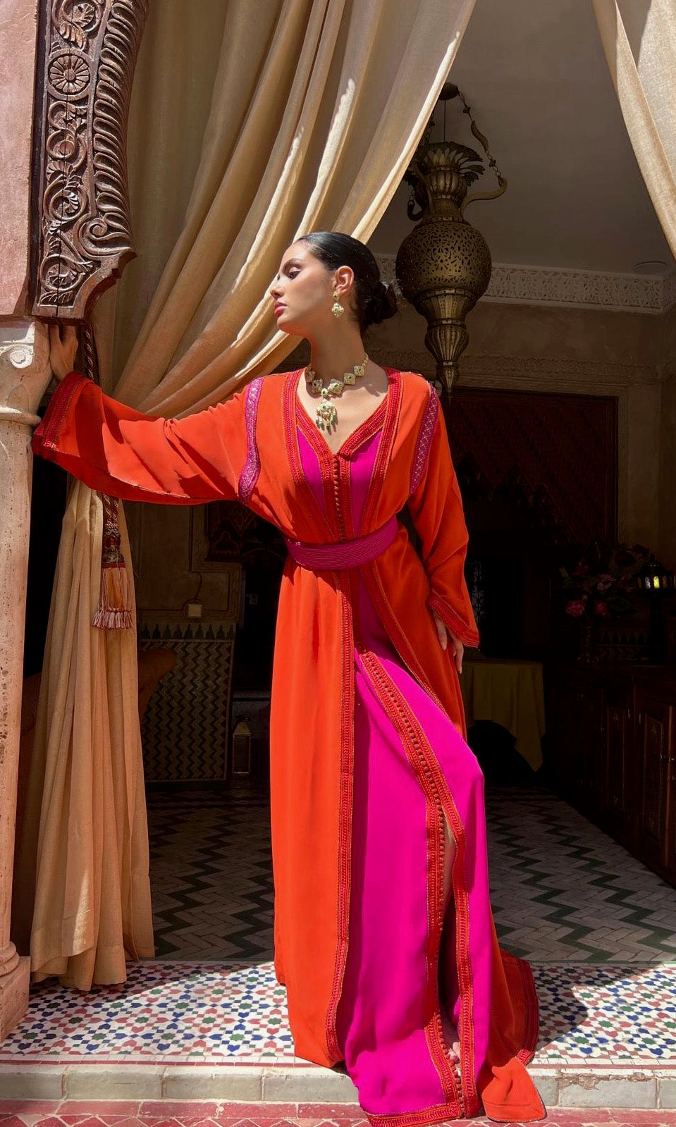 Takchita vintage orange et rose