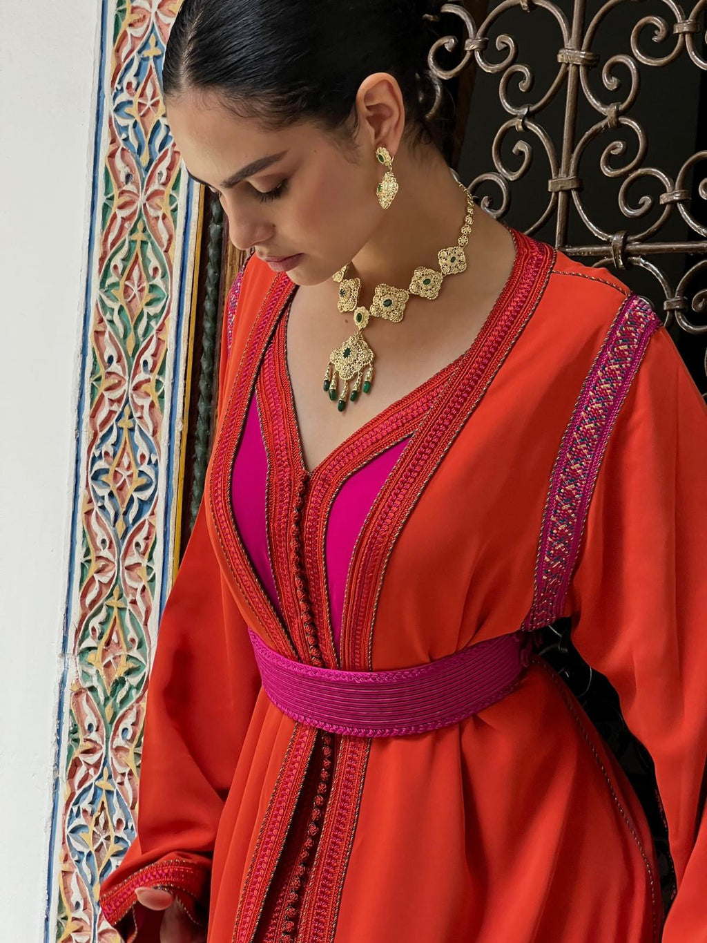 Takchita vintage orange et rose