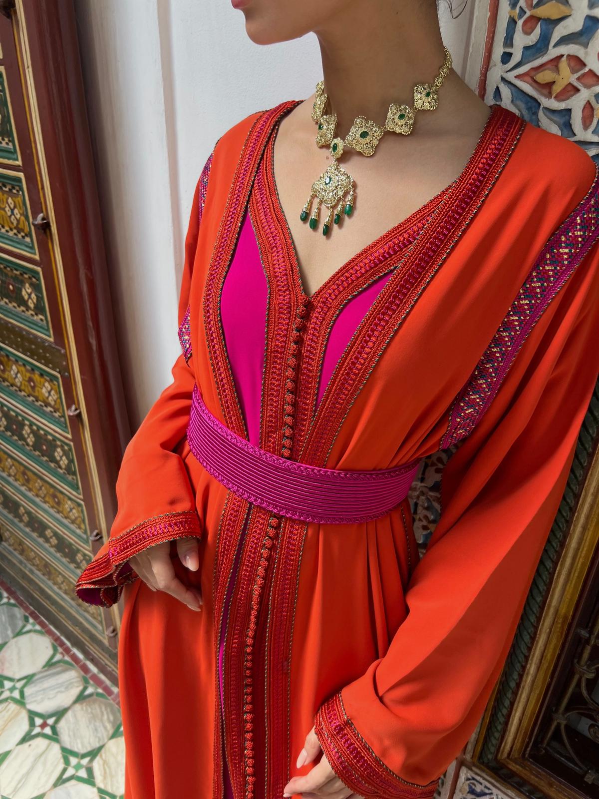 Takchita vintage orange et rose
