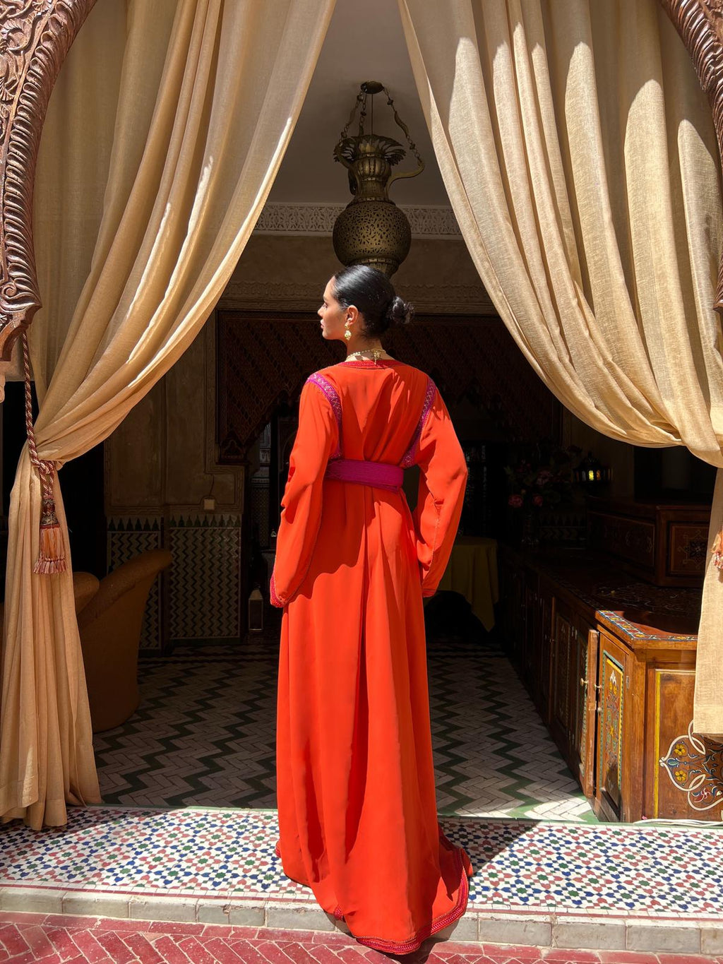 Takchita vintage orange et rose