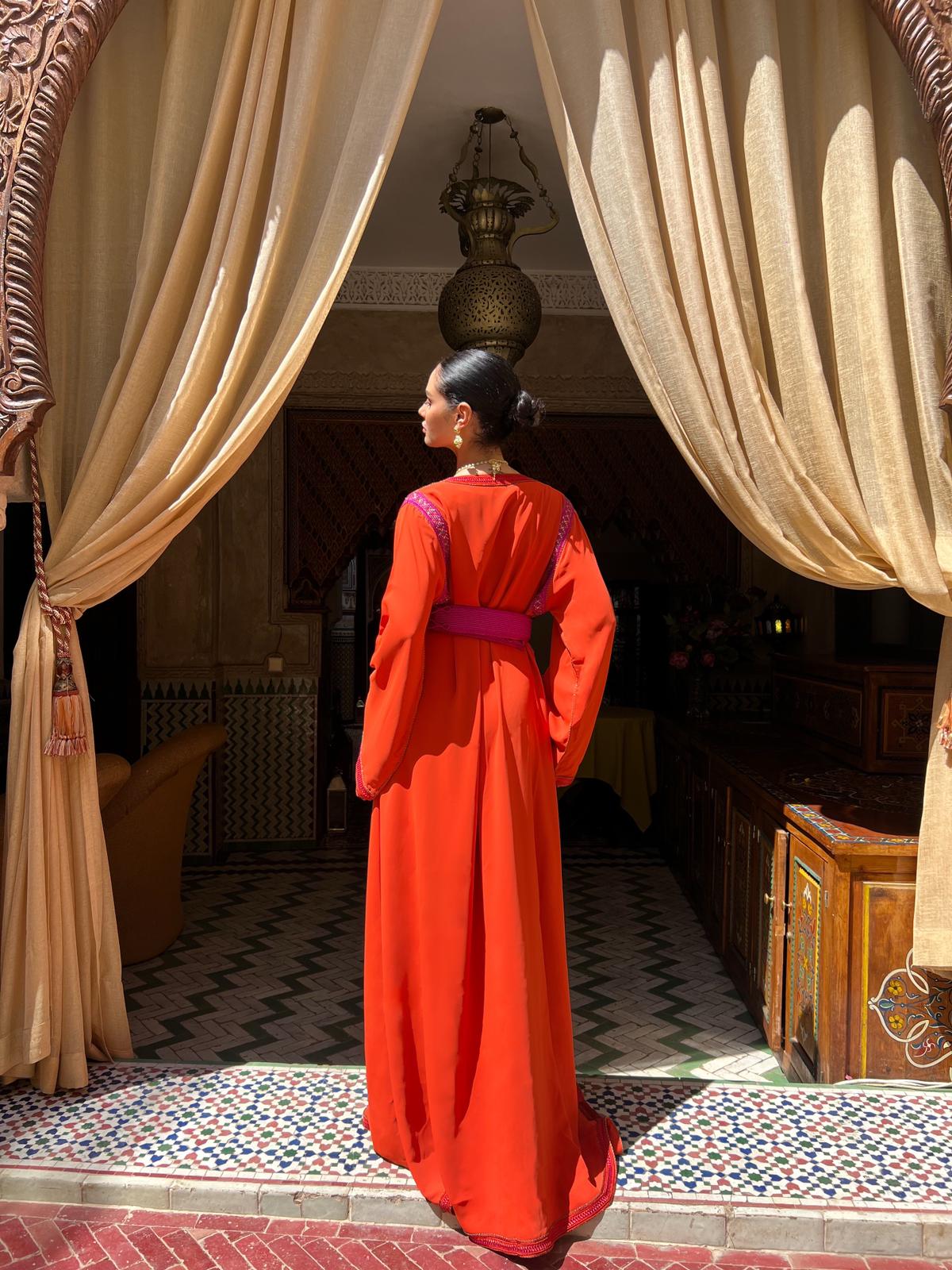 Takchita vintage orange et rose